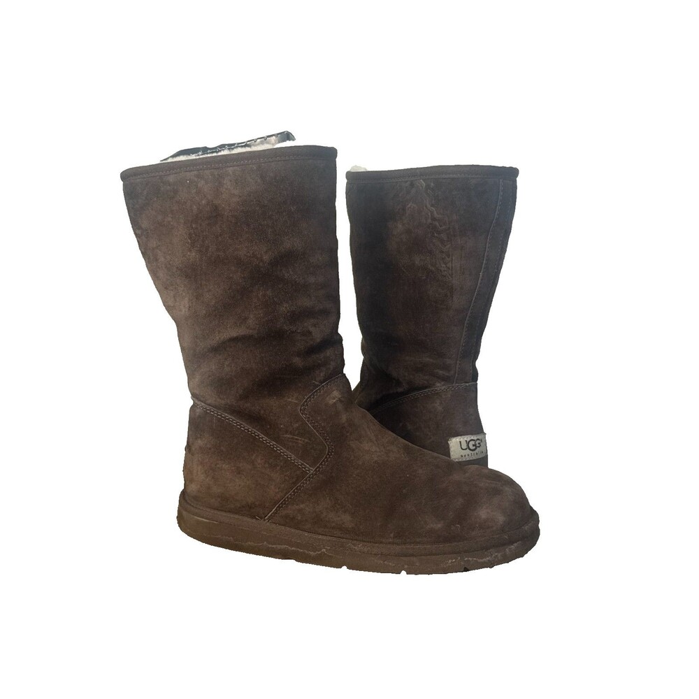 UGG Australia Fairfax II Boots Womens 8 Brown Genuine Sheepskin Leather Zip